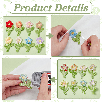 32Pcs 8 ColorsPolyester Clothing Patches PATC-FG0003-47-1