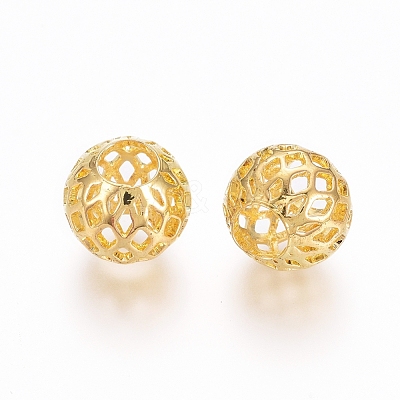 Rack Plating Brass Filigree Beads KK-D530-10G-1
