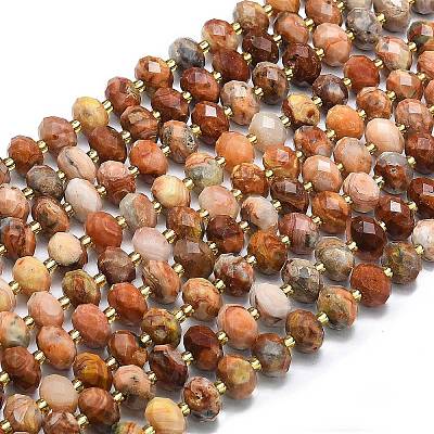 Natural Red Crazy Agate Beads Strands G-P573-A21-01-1