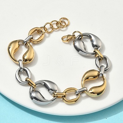 304 Stainless Steel Irregular Oval Link Chain Bracelets for Women BJEW-D456-05GP-01-1