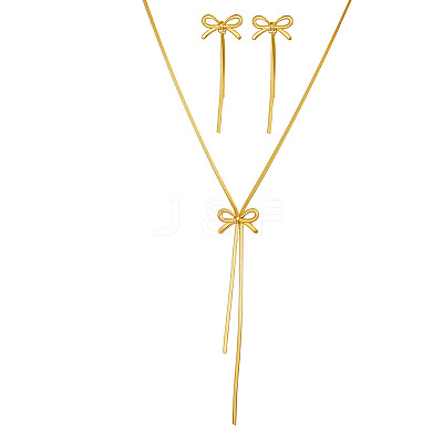 304 Stainless Steel Pendant Necklaces & Stud Earrings Sets for Women FS-WG7ECA2-01-1