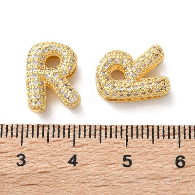 Rack Plating Brass Micro Pave Cubic Zirconia Slide Charms LS-KK-C084-34G-R-1