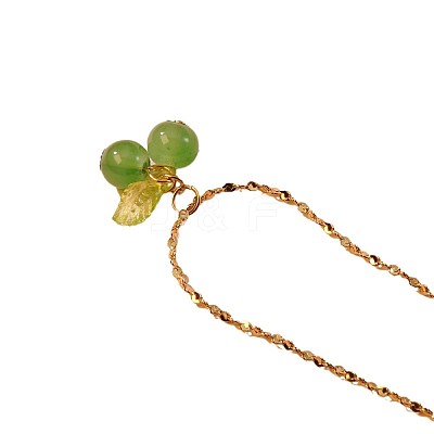 Cherry 304 Stainless Steel Glass Pendant Necklaces & Stud Dangle Earrings Sets WGB239D-03-1