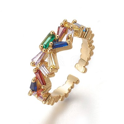 Cubic Zirconia Cuff Rings RJEW-P074-13G-1