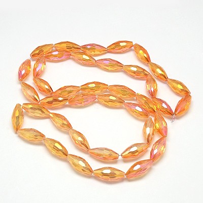 Electroplate Crystal Glass Rice Beads Strands EGLA-F044-A-1