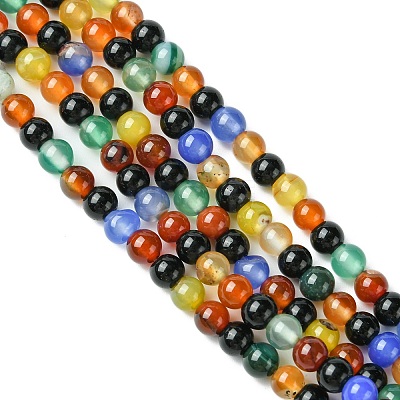 Natural Agate Beads Strands G-F417-05-6mm-1