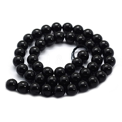 Natural Black Tourmaline Beads Strands G-G763-01-4mm-A-1