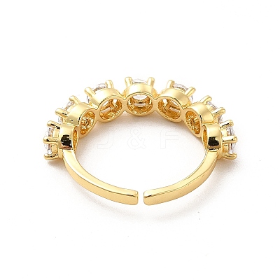 Cubic Zirconia Open Cuff Ring RJEW-C055-01G-01-1