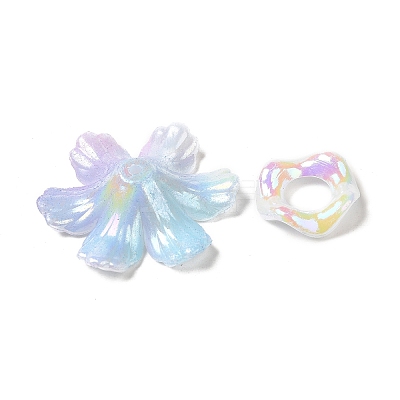 Rainbow Iridescent Plating Acrylic Beads OACR-U006-01F-1