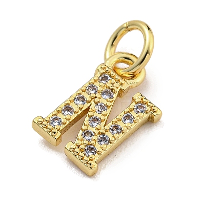 Initial Letter Brass with Cubic Zirconia Charms KK-Q814-26N-G-1