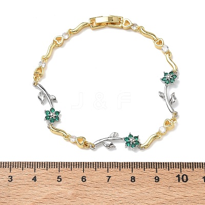 Brass Micro Pave Cubic Zirconia Link Chain Bracelets for Women BJEW-C156-04B-04GP-1