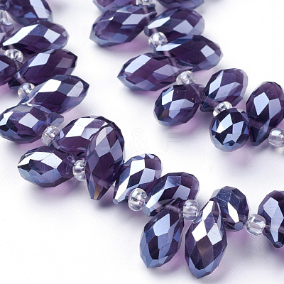 Electroplate Glass Faceted Teardrop Beads Strands EGLA-D014-11-1