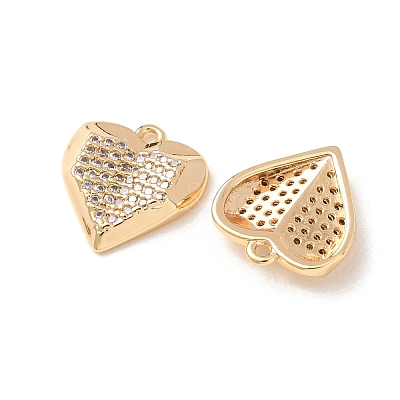 Valentine's Day Brass Micro Pave Clear Cubic Zirconia Charms KK-A304-24I-G-1