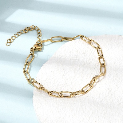 4MM 304 Stainless Steel Textured Paperclip Chain Bracelets for Man and Women SA-CBAB767-11G-1