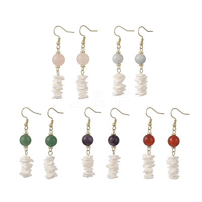 Natural Sea Shell Square Heishi Beads Dangle Earrings and Bracelets SJEW-JS01388-1