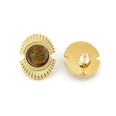 304 Stainless Steel Natural African Turquoise(Jasper) Stud Earrings LS-EJEW-G421-02G-02-1