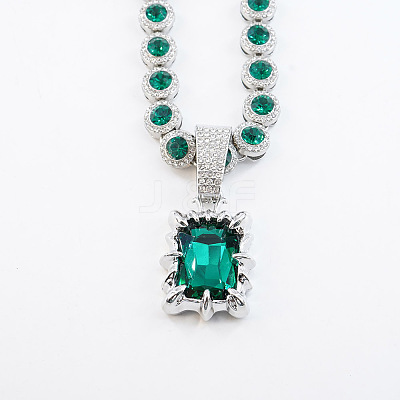 Alloy Rhinestone Rectangle Pendant Tennis Necklaces FS-WGF7BCB-05-1
