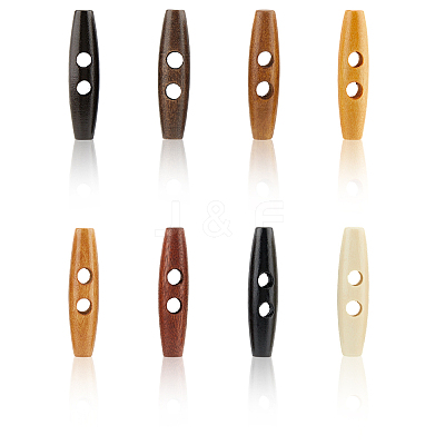 32Pcs 8 Colors 2-Hole Wood Buttons DIY-GF0011-42A-1