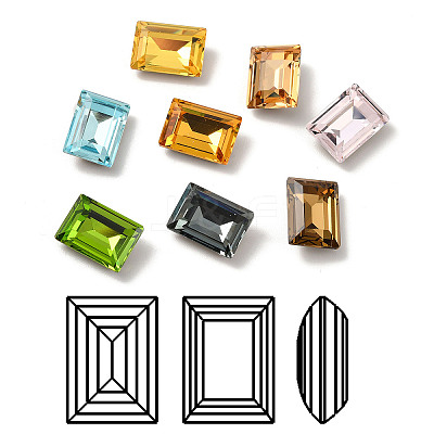 Faceted K9 Glass Rhinestone Cabochons GGLA-R042-04A-1