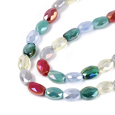 Electroplate Imitation Jade & Opaque & Transparent Glass Beads Strands EGLA-Q135-4x6MM-01G-1