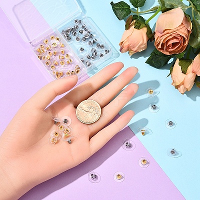 80Pcs 2 Colors Brass Bullet Clutch Earring Backs KK-YW0002-77-1