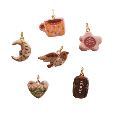 1Pc Brass Enamel Pendants ENAM-YW0009-21A-1