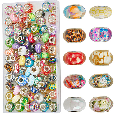 120Pcs 6 Styles Christmas Theme Resin European Rondelle Beads RPDL-SP0001-04-1