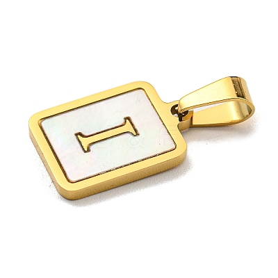 PVD Vacuum Plating 304 Stainless Steel Pave Natural White Shell Pendants STAS-S130-03G-I-1