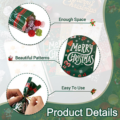100Pcs 4 Styles Christmas Theme OPP Cellophane Candy Packaging Bags ABAG-TA0002-08-1