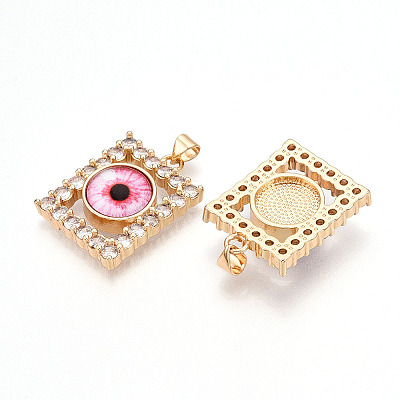 Brass Micro Pave Clear Cubic Zirconia Pendants for Women KK-T070-91A-01-1