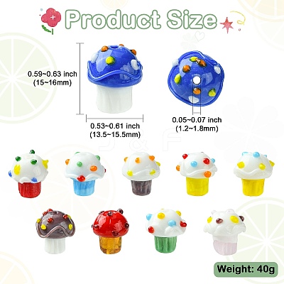 10Pcs 10 Colors Handmade Bumpy Lampwork Beads LAMP-CJ0002-16-1