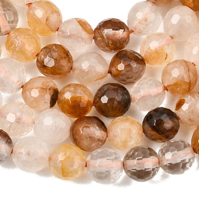 Natural Yellow Hematoid Quartz Beads Strands G-I003-8mm-04-1