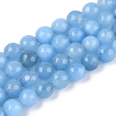 Dyed Natural White Jade Beads Strands G-T139-8mm-60-15-1