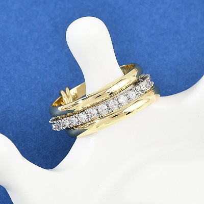 Brass Micro Pave Cubic Zirconia Finger Rings RJEW-D325-01PG-10-1