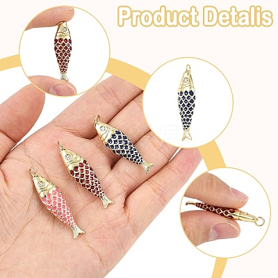 3Pcs 3 Colors Barss Pendants KK-YW0004-56-1