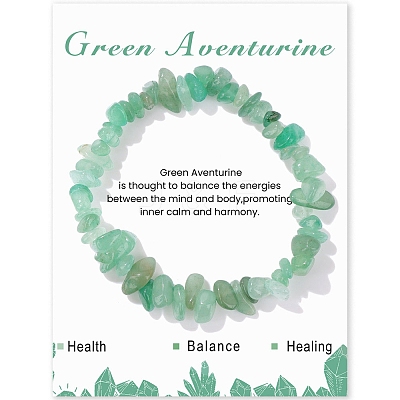 Natural Green Aventurine Chips Beaded Stretch Bracelets PW-WG309C1-12-1