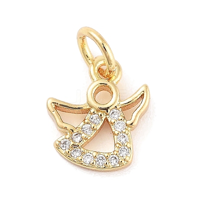 Rack Plating Brass Micro Pave Clear Cubic Zirconia Charms KK-Z064-18G-1