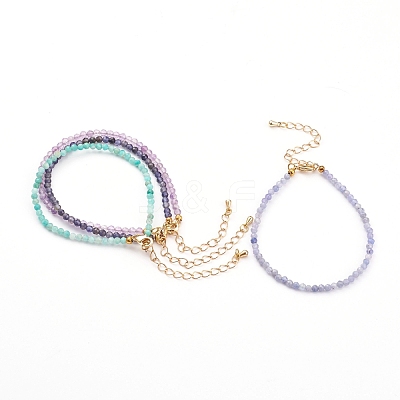 Faceted Natural Gemstone Beaded Bracelets for Women BJEW-JB05928-1
