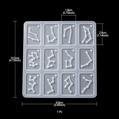 Twelve Constellations Rectangle Pendants Silicone Molds DIY-YW0006-67-1