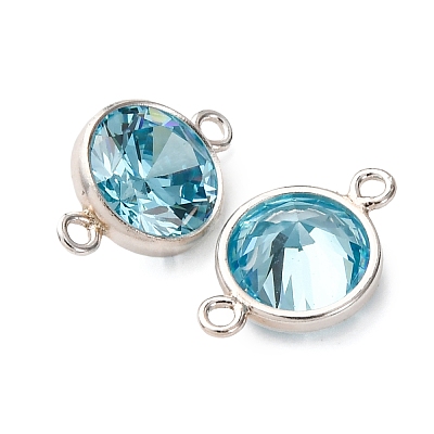 925 Streling Silver Pave Cubic Zirconia Birthstone Connector Charms STER-NH0001-80P-02-1