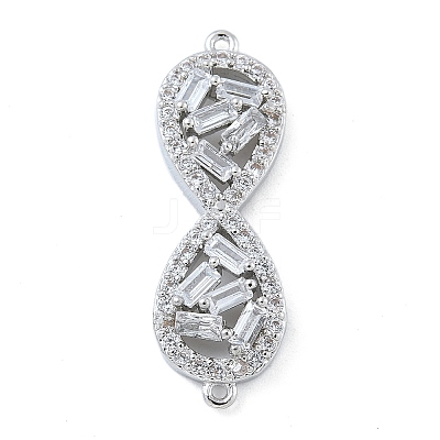 Rack Plating Brass Clear Cubic Zirconia Infinity Connector Charms KK-A234-036P-01-1
