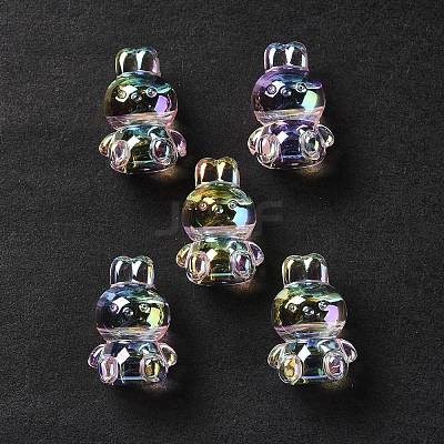 UV Plating Rainbow Iridescent Acrylic Beads OACR-H015-08-1
