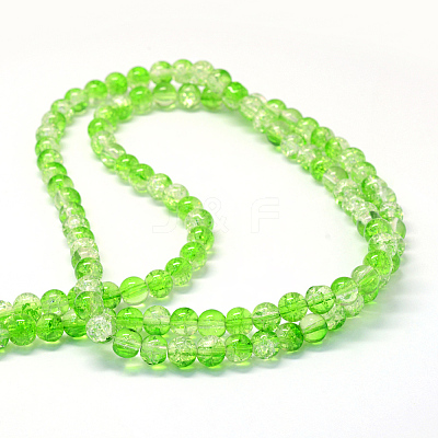 Baking Paint Transparent Crackle Glass Round Bead Strands DGLA-Q018-8mm-04-1