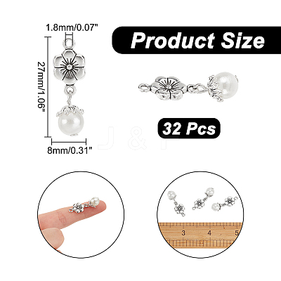 32Pcs Acrylic Imitated Pearl Pendants FIND-AR0003-35-1