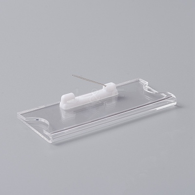 Transparent Acrylic Rectangle ID Card Sleeves Brooch Finding FIND-WH0108-54-1