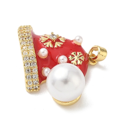 Christmas Brass Micro Pave Cubic Zirconia Enamel Pendants LS-KK-K305-10A-G-1
