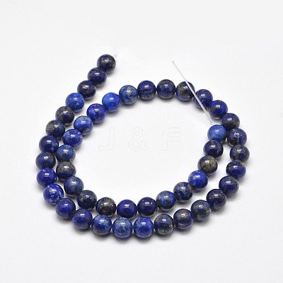 Natural Lapis Lazuli Round Bead Strands G-E262-01-8mm-1