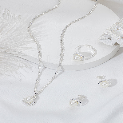 Alloy Pendant Necklaces & Stud Earrings & Ring Sets for Women SJEW-LP0001-20-1