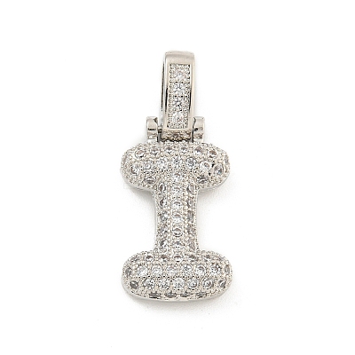 Brass Micro Pave Clear Cubic Zirconia Pendants KK-B099-01P-I-1