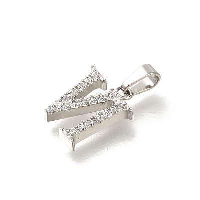304 Stainless Steel Micro Pave Cubic Zirconia Pendants STAS-H228-02P-06-1